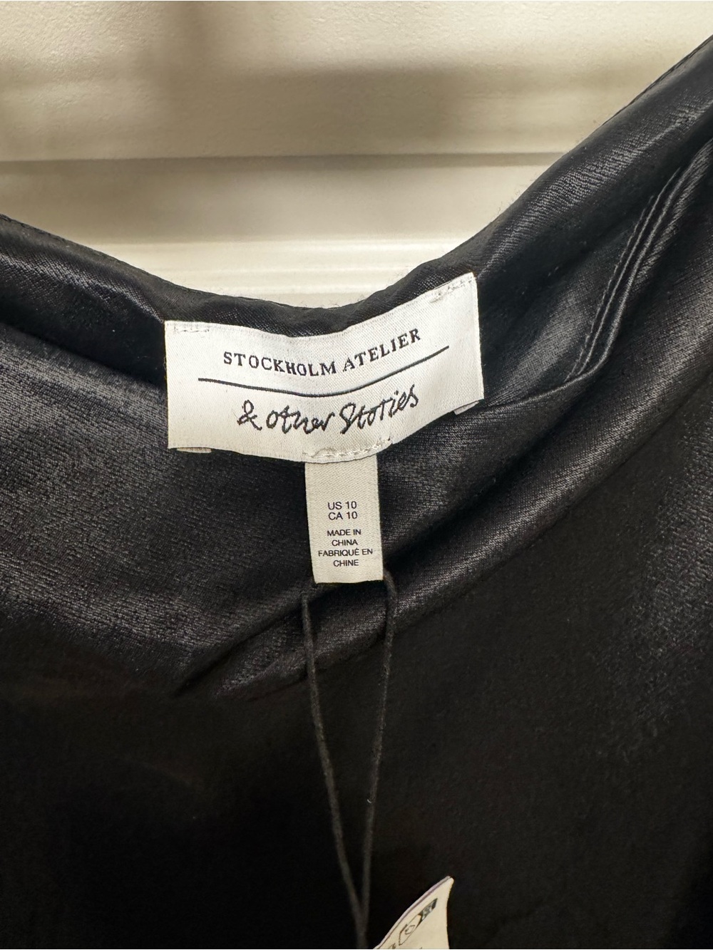 & Other Stories Black Satin Midi Skirt